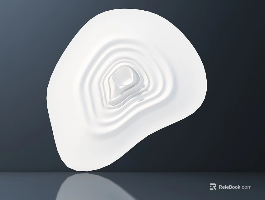 Abstract White Sculpture with Irregular Shape Layered Texture and Smooth Surface on Dark Background 3d model 