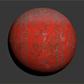 Red Textured Ball With White Stitching Lines On Dark Reflective Surface