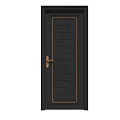 Modern Black Front Door With Golden Handle And Grid Pattern Design