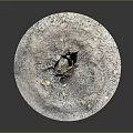 Wooden Stone Artistic Sculpture with Twisted Trunk on Round Stone Base Featuring Small Yellow Decoration