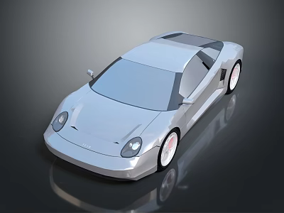 Silver Sports Car With Sleek Modern Design Two Door Body White Wheels Shiny Exterior 3d model