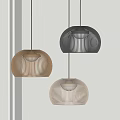 Three Modern Woven Spherical Pendant Lights In Different Neutral Tones For Interior Decor