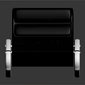 Modern Lounge Chair With Black Fabric And Silver Metal Curved Frame