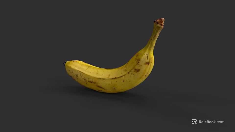 Yellow Banana Plant Art With Brown Spots On Dark Gray Background 3d model 