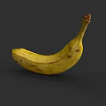 Yellow Banana Plant Art With Brown Spots On Dark Gray Background