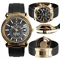 Rolex Sky Dweller Watch With Gold Case Black Dial And Rubber Strap