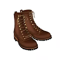 Brown Leather Work Boots With Metal Eyelets And Non Slip Rubber Soles