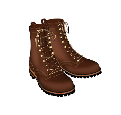 Brown Leather Work Boots With Metal Eyelets And Non Slip Rubber Soles 3d model