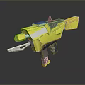Yellow Futuristic Sci Fi Weapon Featuring Metallic Blade And Sleek Design