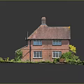 Detached House with Red Brick Exterior Tiled Roof Chimney and Lush Green Garden