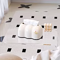Modern Living Dining Room Interior With Transparent Glass Coffee Table Beige Sofa And Geometric Rug