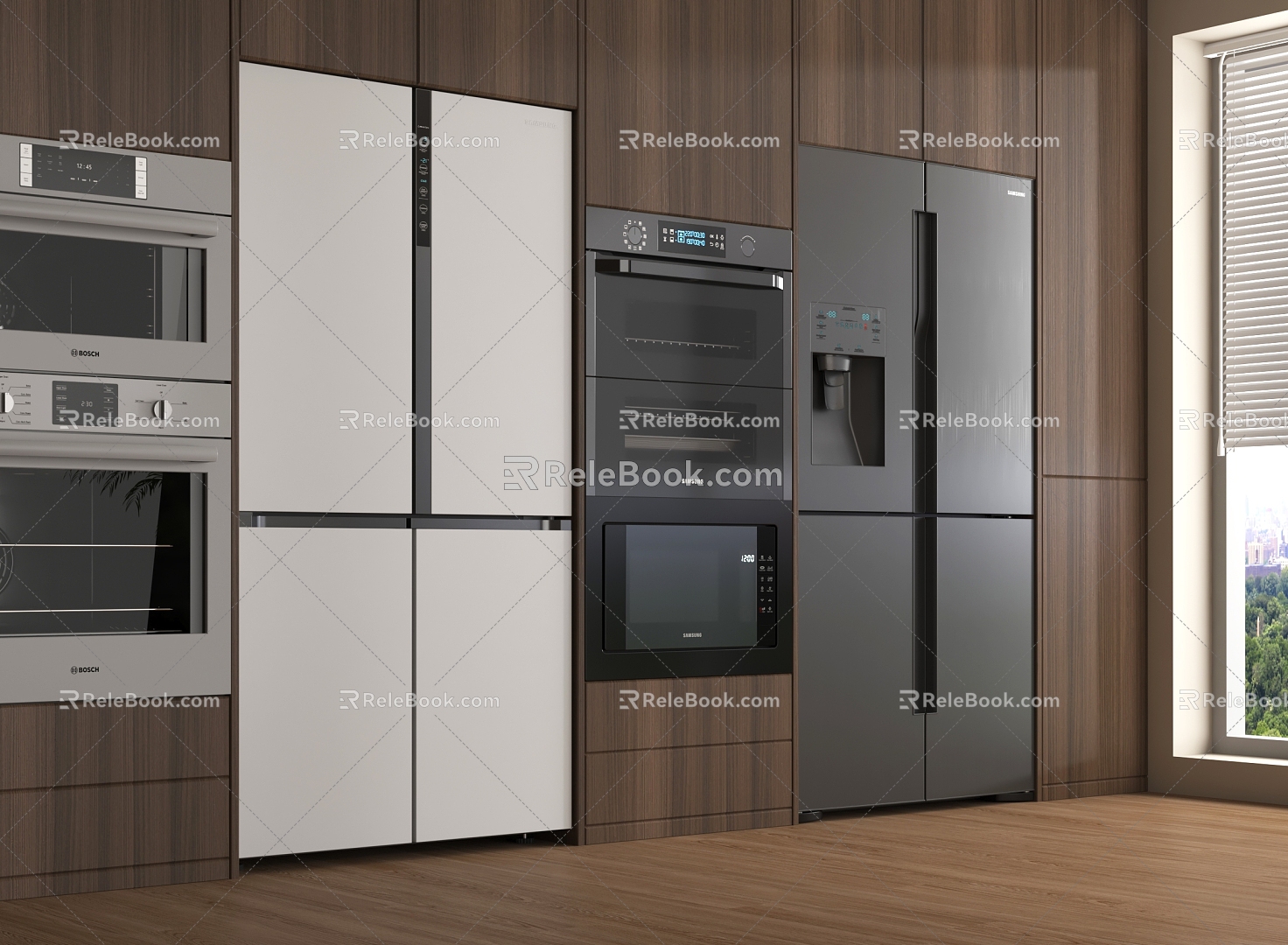 Refrigerator Modern Refrigerator Double Door Refrigerator Oven Refrigerator Cabinet 3d model