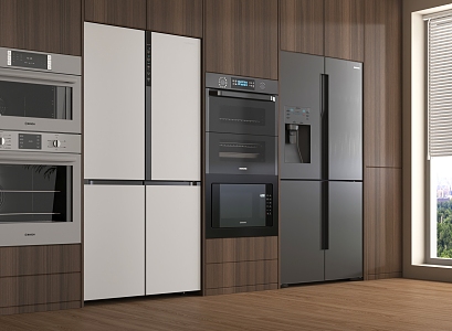 Refrigerator Modern Refrigerator Double Door Refrigerator Oven Refrigerator Cabinet 3d model