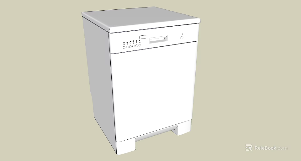 White Freestanding Washing Machine With Front Control Panel And Modern Design 3d model 