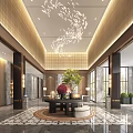 Modern Hotel Lobby Office Lobby Hotel Front Desk 3d model