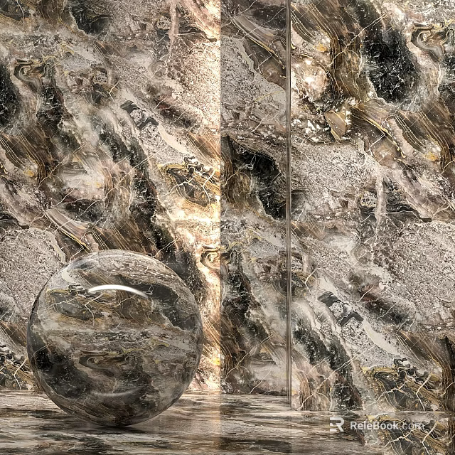 Natural Stone Components Featuring Textured Patterns And Transparent Circular Accents 3d model