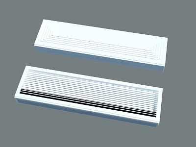 Two White Rectangular Ventilation Grilles With Striped Design And Smooth Surface 3d model