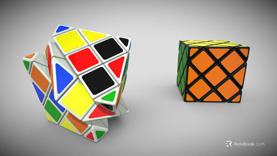 Colorful Cube Shaped Furniture With Unique Design And Orange Finish 3d model 
