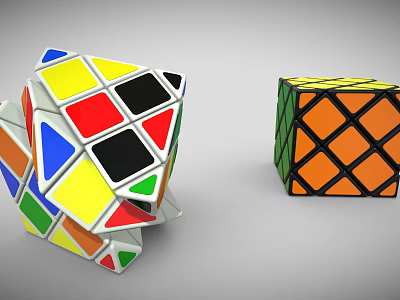 Colorful Cube Shaped Furniture With Unique Design And Orange Finish 3d model