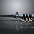Tactical Metal Weapon With Sharp Knife Blade Knuckle Handle And Red Accent