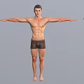 Shirtless Man Standing With Extended Arms Full Body Pose In Shorts