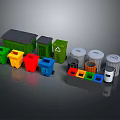 Colored Recycling Trash Bins With Various Sizes For Waste Sorting