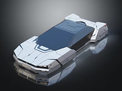 Futuristic Concept Car With White Body Blue Tinted Windows And Sleek Design 3d model