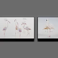 Flamingo Animal Paintings Set of Two Wall Art with Soft Colors and Watercolor Style