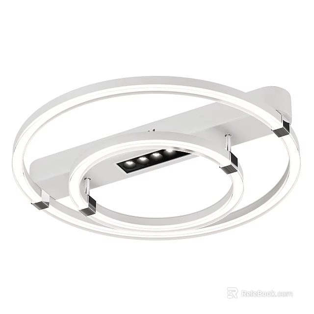 Modern Double Circular Ring Ceiling Light Fixture 3d model