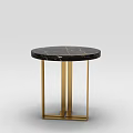 Modern Round Side Table With Black Marble Top And Gold Metal Frame 3d model