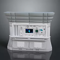 Gray System Control Panel With Blue Digital Display And Interface Buttons 3d model