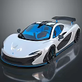 Modern White Sports Car With Blue Interior Transparent Roof Black Rear Wing And Black Wheels