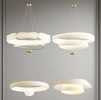 Modern Cream Wind Chandelier Combination Cream Chandelier Combination 3d model