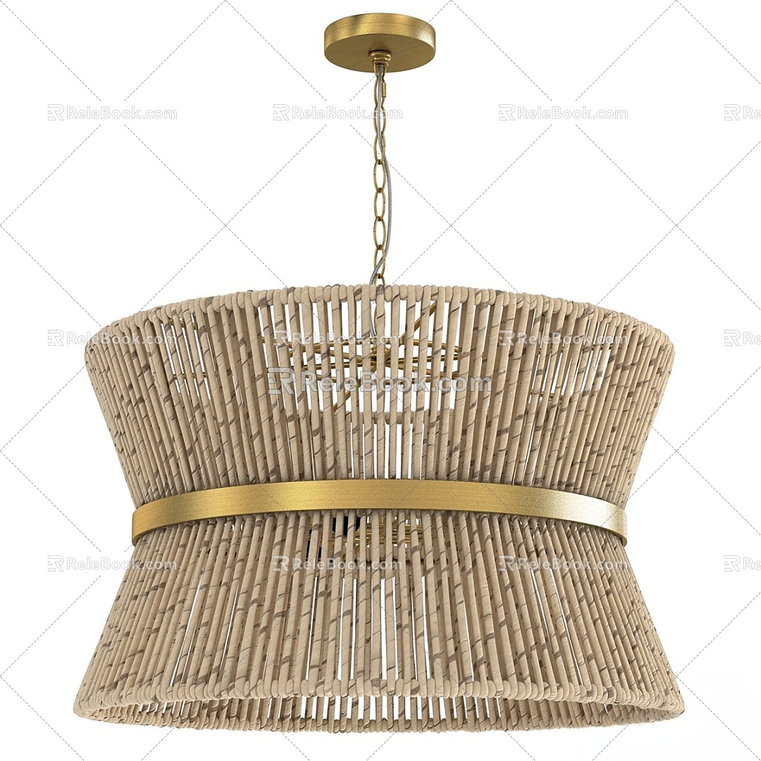 Brass three-lamp chandelier model