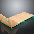 Modern Wooden Platform Structure With Green Supports And Smooth Surface Design