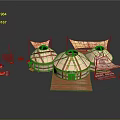 Traditional Yurt Scenery Featuring Wooden Platform And Colorful Cultural Decorations