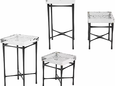Modern Style Stools Featuring Marble Top And Black Metal Frame In Various Designs 3d model