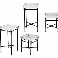 Modern Style Stools Featuring Marble Top And Black Metal Frame In Various Designs