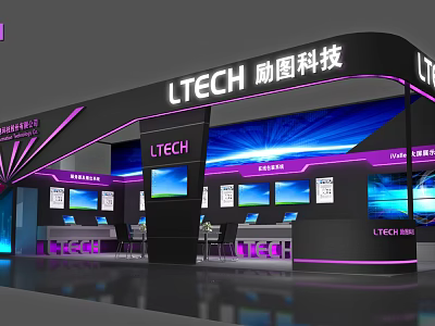 LTECH Exhibition Booth With Modern Tech Design And Display Screens 3d model