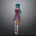 Anime Girl Design With Blue Hair Pigtails Purple Dress Red Vest White Socks And Shoes