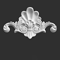 Elegant Decorative Carving With Shell Shaped Design Curved Patterns And White Finish 3d model