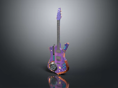 Purple Electric Guitar Shaped Household Item With Unique Design For Daily Use 3d model
