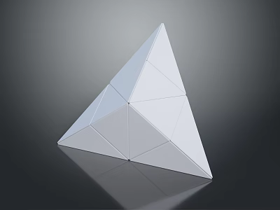 Modern White Geometric Polyhedron With Triangular Faces And Reflection On Dark Background 3d model