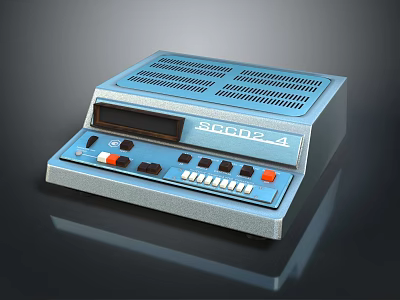 Vintage Blue Gray Commercial Equipment With Display Screen Control Buttons Knobs And Model SCORP4 3d model