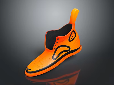 Orange Modern Casual Shoes With Black Accents Unique Heel And Comfortable Sole Design 3d model