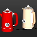 Kitchen Appliances Red And Cream Colored Electric Kettles With Silver Dials And Handles