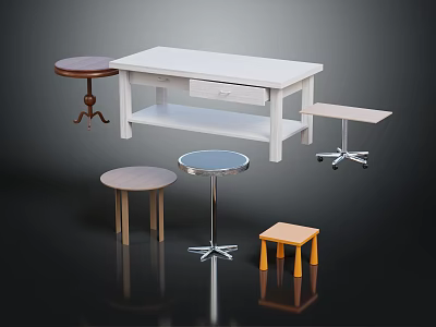 Various Home Furniture Pieces Including Tables Stools And Modern Desks 3d model