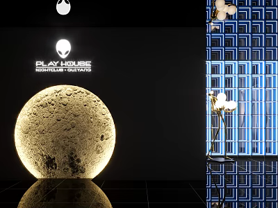 Commercial Lighting Equipment For Nightclub Venue With Moon Lamp And Floor Lamp Decorations 3d model