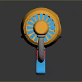 Colorful Toy Gun With Orange Body Blue Fan And Lighted Muzzle And Blue Handle Design