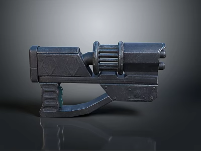 Black Sci Fi Weapon With Mechanical Structure Grip And Barrel Design 3d model